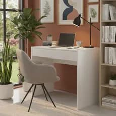 Mesa Escrivaninha Manicure 70cm Com Gaveta Branco MDF Penteadeira Quarto Estudo Home Office Gamer