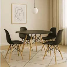 Mesa De Jantar 90Cm Charles Eiffel Redonda Preto Feijó ou Branco Frete Grátis