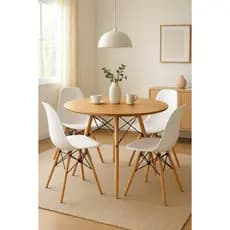 Mesa De Jantar Eames 90Cm Charles Eiffel Redonda Feijó Branco e Preto Frete Grátis