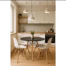 Mesa De Jantar Eames 90Cm Charles Eiffel Redonda Preto Feijó Branco Frete Grátis