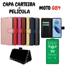 Capa Capinha Carteira Para Motorola G84 + Película de Cerâmica