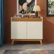 Buffet Aparador Armário Estante 2 Portas 92cm Sala De Jantar Balcão Pés de MDF