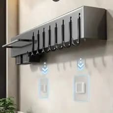 Suporte Organizador para Utensílios de Cozinha 6 Ganchos - Cinza