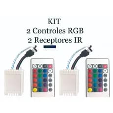 KIT 2 Controle 24 teclas RGB + 2 Controlador de Fita de LED Infravermelho IR 3528 E 5050 Bivolt