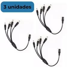 Cabo Divisor de Energia para CFTV Fita de LED P4 1x4 Saídas Adaptador P/ Fita LED Câmera Preto