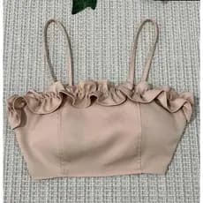 Top cropped de alfaiataria com bojo \ Atras com amarrado \tamanho único (M) veste 36-40