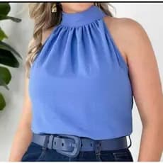 regata Blusa Feminina estilosa Gola Alta com amarração no pescoço estilosa