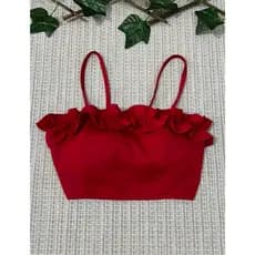 Top cropped feminino  alfaiataria tem bojo \ Atras com amarrado \tamanho único veste 36-40