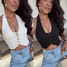 Kit 2 Cropped Feminino Corset Cores Variadas Moda Verão Promoção