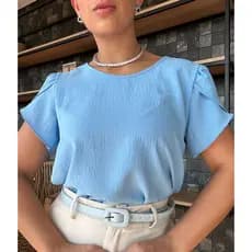 Blusa feminina Tecido Duna Com Manga Princesa look 2026 moda feminina lançamento fashion