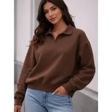 Moletom Feminino Gola Polo Moda Inverno Casual Soltinho Manga Longa M G GG G1