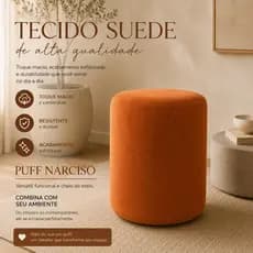 Puff Narciso Cilindro Live Banqueta Multiuso Para Sala e Quarto Pés Antiderrapantes Veludo Premium - Terracota