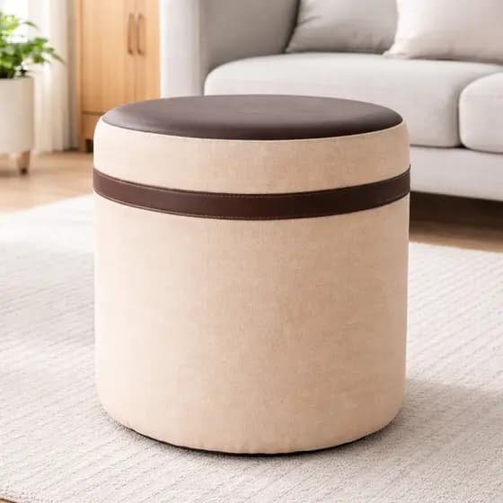 Puff Aconchego Cilindro Live Banqueta Multiuso Para Sala e Quarto Pés Antiderrapantes Linho Premium - Cores