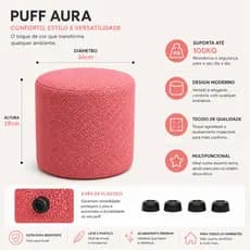 Puff Aura Home - Boucle –  Multiuso Para Sala e Quarto Pés Antiderrapantes - 6 Cores