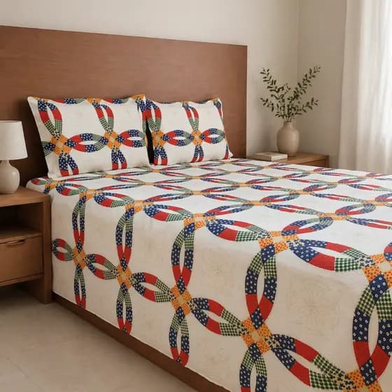 Cobre Leito Casal Estampado 3 Peças – Tecido Leve, Sem Matelassê