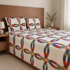 Cobre Leito Casal Estampado 3 Peças – Tecido Leve, Sem Matelassê