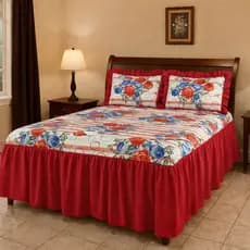 colcha para cama king Size casal Lorena 3 Peças De Sarja estampado Com Babado 2,70m x 3,00m