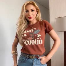Camiseta Country  Feminina T shirt Algodão Blusinha Promoção