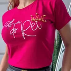 Camiseta T-shirt Feminina Blusa Cristã Evangélica Filha Do Rei Rosa Pink
