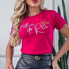 Blusa Feminina Filha Do Rei Camiseta T-shirt Moda Evangélica Roupa Baby Look Promoção Barato
