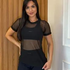 Blusa De Tule Academia Fitness Arrastão Comfort Regata Feminina Treino