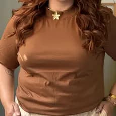 Blusa Plus Size Gola Alta T shirt Feminina Moda Básica Casual