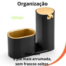 Dispenser Para Detergente E Bucha Porta Detergente Dosador Luxo Cozinha Pia Dispenser Preto/dourado