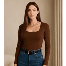 Blusa Manga Longa Feminina Segunda Pele Gola Quadrada Cacharrel P ao G3 Básica Termica 7.7