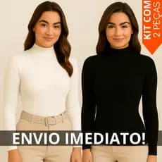 Kit 2 Blusa de frio feminina manga longa gola alta cacharrel canelada estilosa