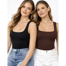 Kit 2 Body feminino decote quadrado blusinha regata feminina bory