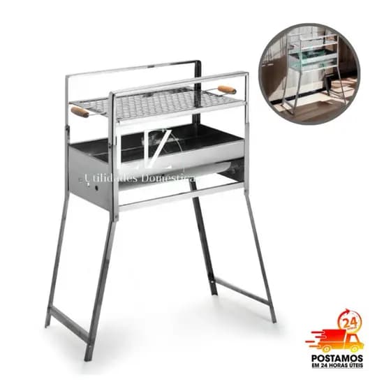 Churrasqueira grande Portátil a Carvão com grelha churrasco casa apartamento