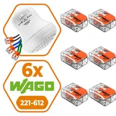 Kit 6 Peças Conector Wago Original 221-612 Emenda Chuveiro 2 polos 6mm 41A Conexão Automática