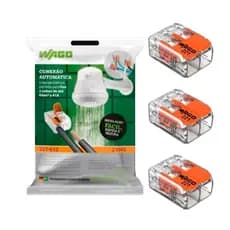 Kit 3 Peças Conector Wago Original 221-612 Emenda Chuveiro 2 polos 6mm 41A Conexão Automática