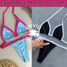 Biquini Feminino Fita Fio Dental Cortininha Sem Bojo Asa Delta Cintura Alta Marquinha Bronze Verão..