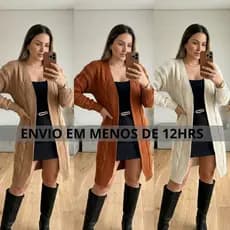 Cardigan Casaco Feminino Tricô Inverno CARDIGAN Sobretudo Kimono Alongado Elegante Frio Chique 2025.