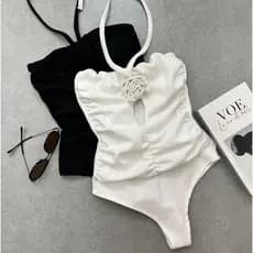 Body Feminino Elegante BODDY FLOR Cavado Bory Bori Bores Maio Verão Praia Lançamento Estilo Bodysuit