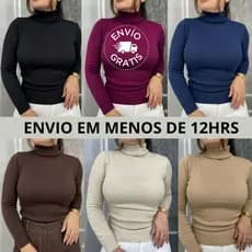 Blusa Feminina Gola Alta De Frio CACHARREL Trico Meia Estação Têndencia Blusa Roupas de Frio Inverno