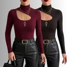 Blusa feminina estilosa inverno de frio super quentinha manga longa BLUSAS RECORT tecido confortável
