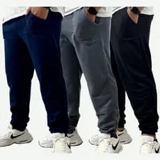 Kit 3 Calça Moletom Masculina Com Punho E Elastico Peluciada