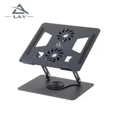 Suporte De Mesa Metal Com Cooler Para Notebook Ate 17" Giratoria 360° LAY Yl-906