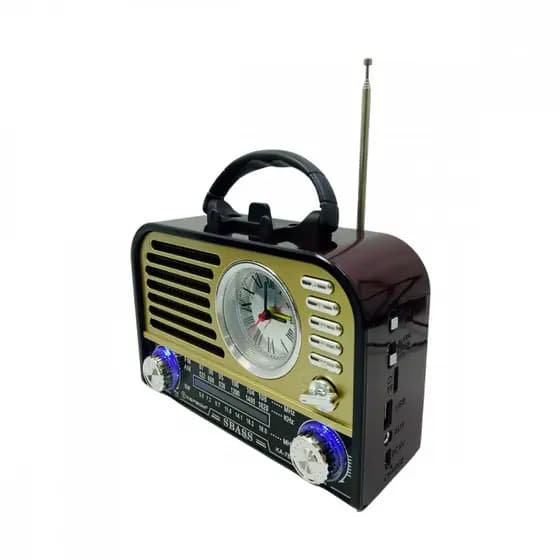 Rádio Retro 3W Bluetooth 5.1 com Lanterna e Relógio Kapbom KA-7839