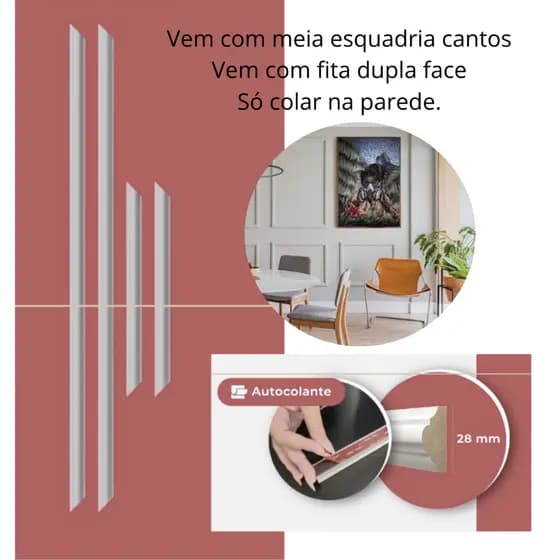 2 Kits Molduras Boiserie 120x60 MDF Autocolante