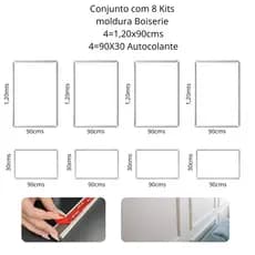 8 Kits Molduras Boiserie MDF Autocolante