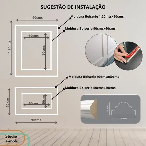 Kit Boiserie Duplo MDF Autocolante