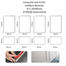 8 Kits Molduras Boiserie MDF Autocolante 1.20x90(4)+90x60(4)