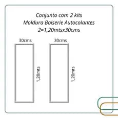 2 Kits Moldura Boiserie Mdf Autocolante 1,20x30 Branco