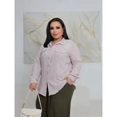 Camisa Feminina Plus Size Listrada Risca De Giz G2 G3 G4