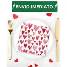 Guardanapo de Papel Romântico Coração Dia dos Namorados Dia das Mães 20 unidades mesa posta 33x33 cm