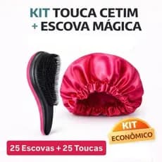 KIT- Com 25 Escovas Mágica +25 Toucas de Cetim - Combo Perfeito Para Cuidados E Lembrancinhas