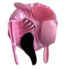 Kit Cabelo Perfeito com 6 itens: escovas mágica, raquete, oval e polvo, massageadora e toca de cetim